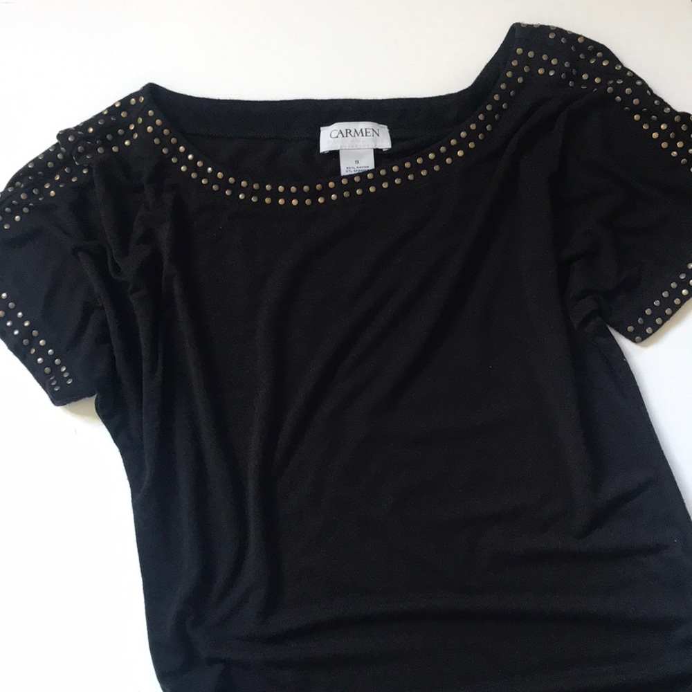 Black Short Sleeved shirt with studded sleeves